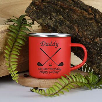 Personalised Golf And Clubs Enamel Camping Mug, 7 of 7