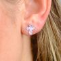 Sterling Silver Faceted Cross Stud Earrings, thumbnail 5 of 6