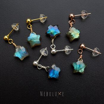 Labradorite Star Stud Earrings, 3 of 8