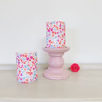 Floral Pillar Candle ~ Pinks, 2 of 6