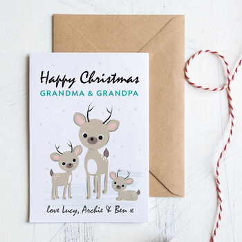 Grandparent's Christmas Card Personalised With Deer, 5 of 6