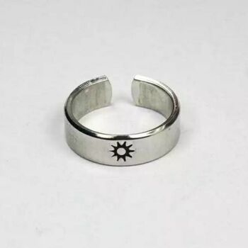 Wide Adjustable Couple Moon And Sun Promise Ring, 5 of 6