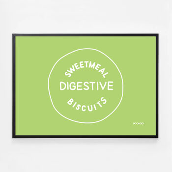 Custard Cream, Jammie Dodger, Bourbon And Digestive Biscuits Set Of Four Green Prints, 6 of 10