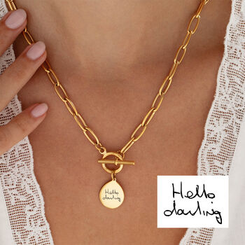 Personalised Handwriting T Bar Necklace With Paperclip Chain, 4 of 7