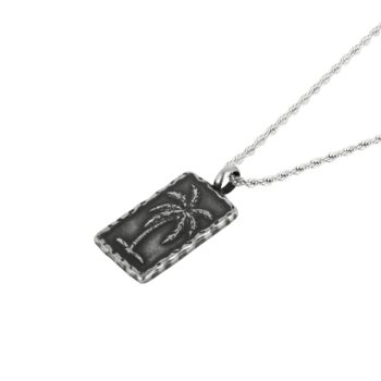 Palm Tree Pendant Steel Necklace For Men, 2 of 10