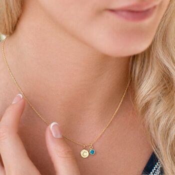 Personalised Gold Mini Initial And Birthstone Necklace, 2 of 10