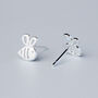 Sterling Silver Bumble Bee Stud Earrings, thumbnail 3 of 6