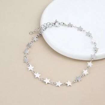 Adjustable Sterling Silver Flat Star Link Bracelet, 2 of 8