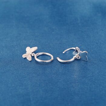 925 Sterling Silver Butterfly Hoop Earrings, 2 of 7