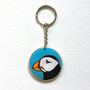 Puffin Wooden Keyring. Hand Painted, thumbnail 3 of 3