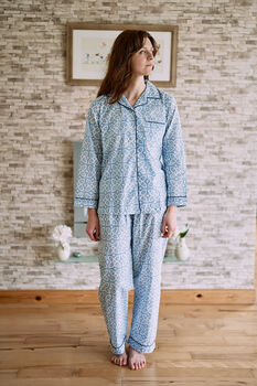 Powder Blue Moroccan Print Handmade Pyjama Set, 12 of 12