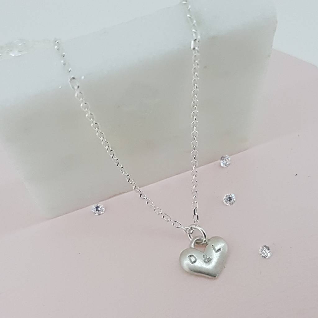 personalised solid silver love heart necklace by caroline brook ...