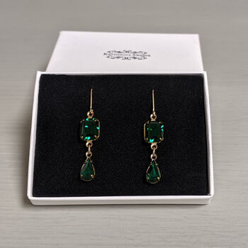Emerald Green Crystal Droplet Earrings, 3 of 6