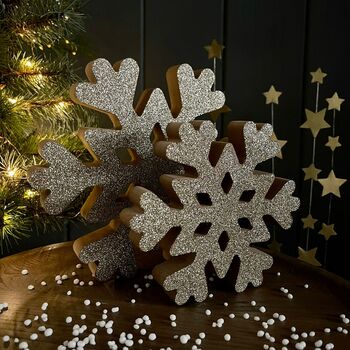 Wooden Cut Out Large Snowflake Decoration, 2 of 2