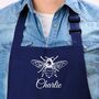 Personalised Bee Apron In Navy Blue, thumbnail 2 of 5