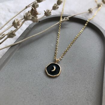 Black Crescent Luna Moon Celestial Necklace, 2 of 2