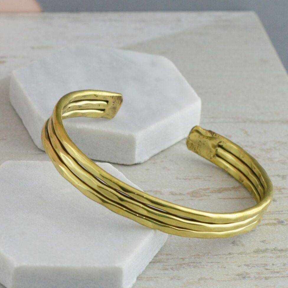 triple strand open cuff bangle by suzy q designs