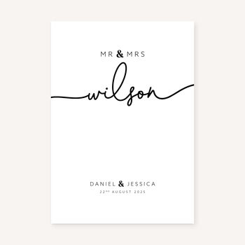 Personalised Mr And Mrs Wedding Print Elegant Keepsake Gift, 2 of 7