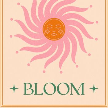 Glow And Bloom, Bohemian Celestial Sun Art Poster, 3 of 3