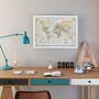 Framed Push Pin Classic World Map – Travel Tracker Canvas Pinboard, thumbnail 11 of 12
