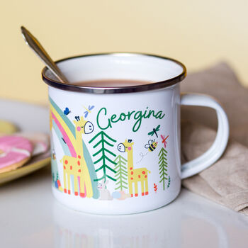 Personalised Children's Giraffe Enamel Mug, 3 of 9