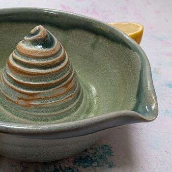 Handmade Ceramic Lemon Squeezer Blue/Green, 3 of 6