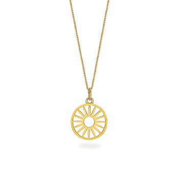 Wagon Wheel Token Charm Necklace Gold Vermeil, 3 of 7