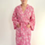 Wrap Kimono In Pink Botanic Block Print, thumbnail 2 of 5
