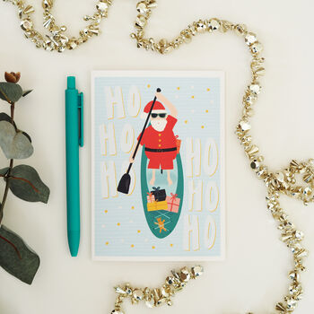 Paddle Boarding Santa Christmas Card, 3 of 5