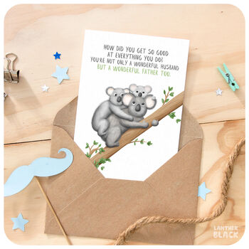 Koalas Cute Father's Day Card For Husband Dad Birthday, 5 of 6