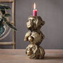 Gold Evil Monkey Mantra Candlestick, thumbnail 1 of 5