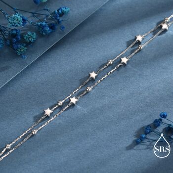 Sterling Silver Little Twinkle Stars Charm Anklet, 4 of 12