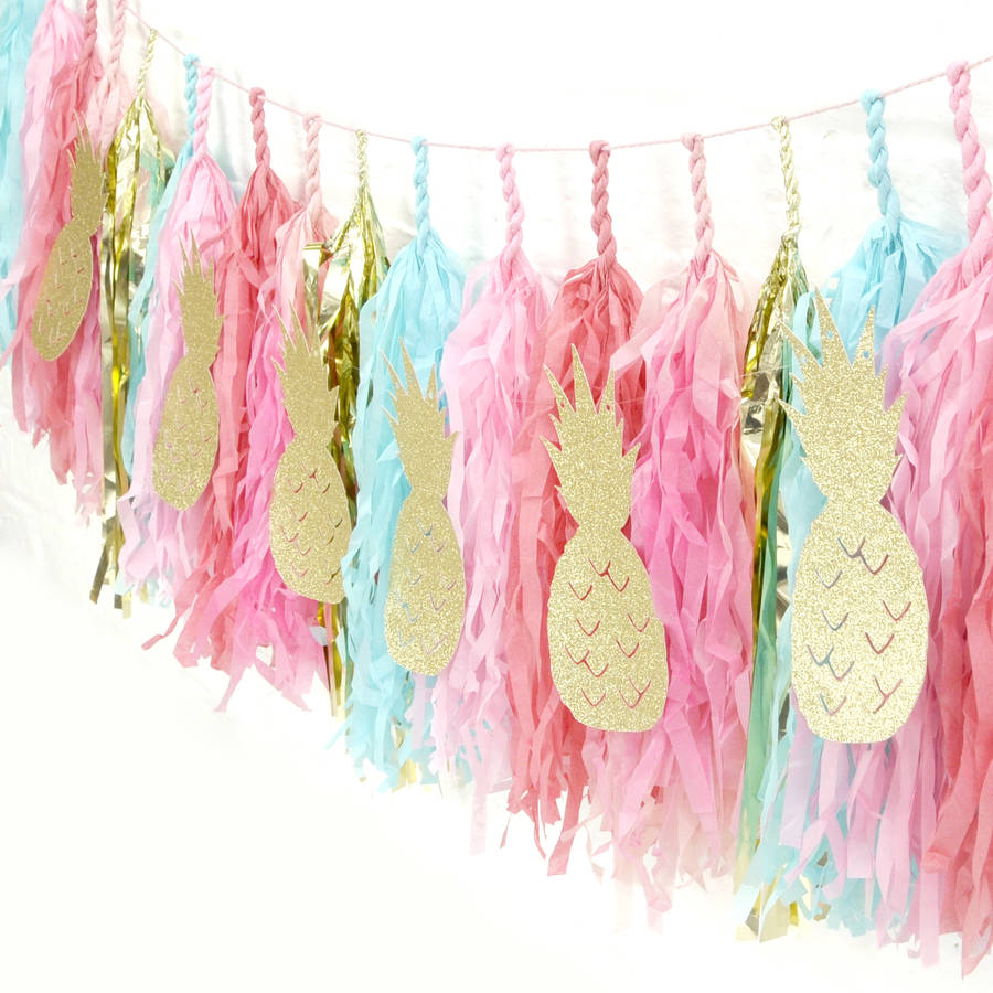 glitter pineapple garland party decoration by peach blossom