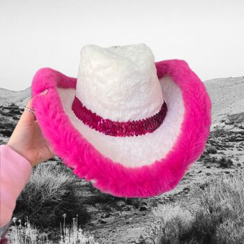 Hot Pink And White Fur Cowboy Hat, 4 of 7