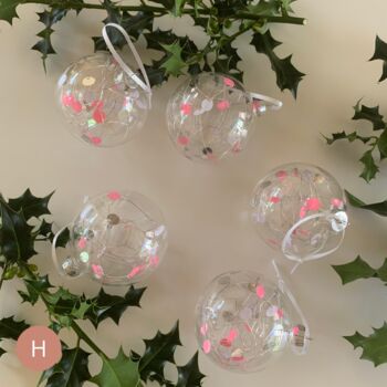 Set Of Six 7cm Sequin Glass Baubles, 7 of 9