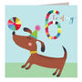 Dog And Ball 6th Birthday Card, thumbnail 2 of 5