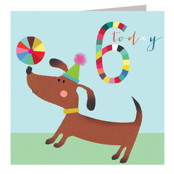 Dog And Ball 6th Birthday Card, 2 of 5