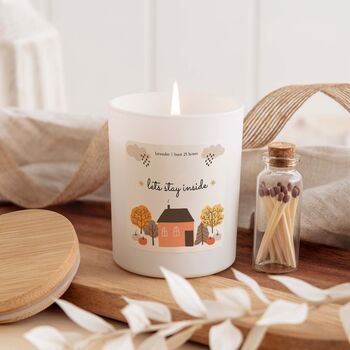 Let's Stay Inside Scented Autumn Candle Home Decor And Gift, 4 of 5