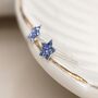 Tiny Sterling Silver Twinkling Blue Star Stud Earrings, thumbnail 2 of 9