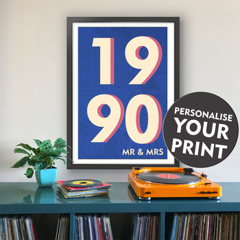 1990 Personalised Year Typography Print, 8 of 10