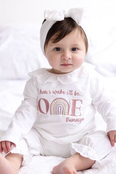 'When I Wake' Embroidered Personalised First Birthday Pyjamas, 2 of 5