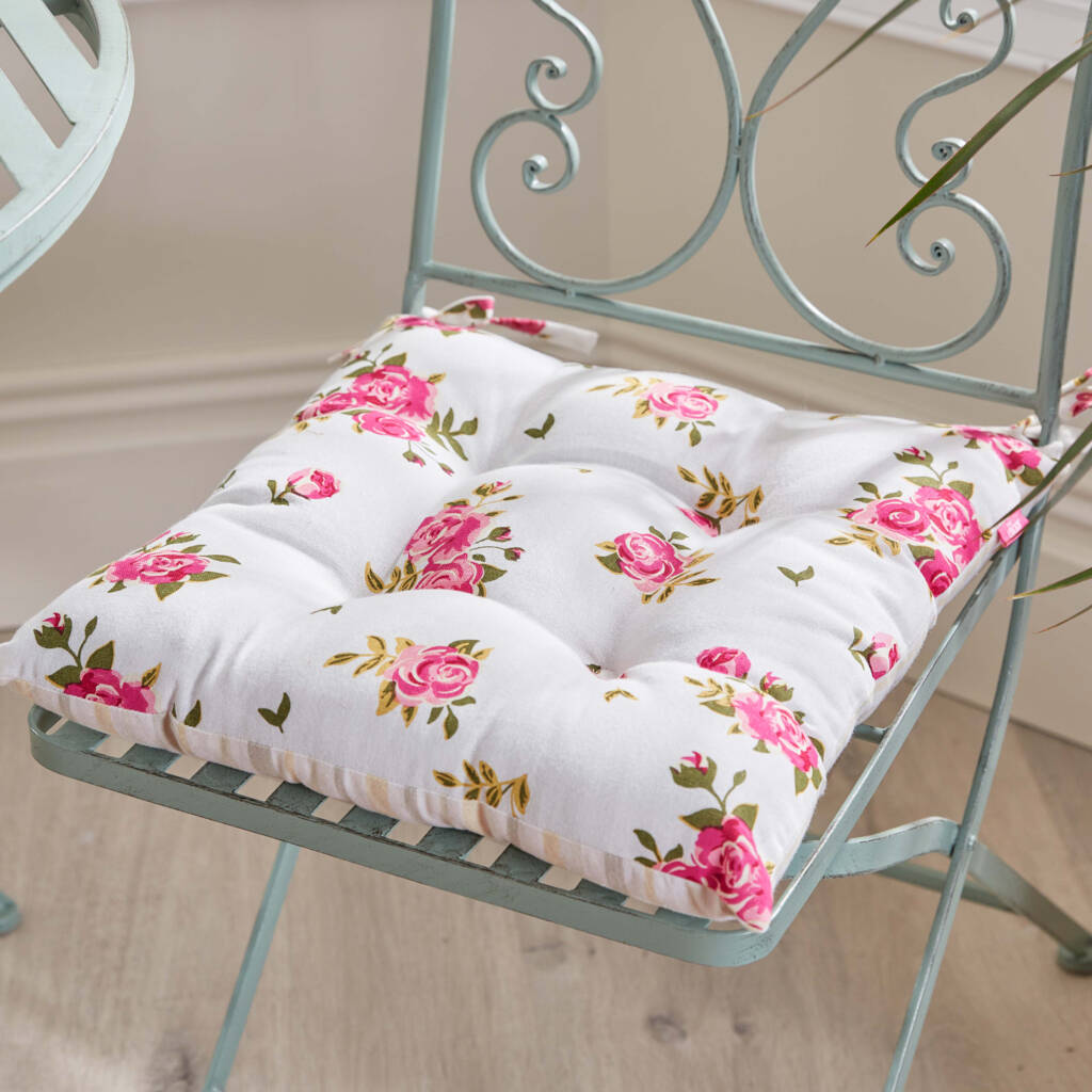 Helmsley Blush Floral Padded Seat Cushions, 1 of 5