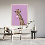 Framed Giraffe Bubblegum Pink Wall Art Print, thumbnail 2 of 7