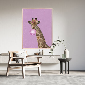 Framed Giraffe Bubblegum Pink Wall Art Print, 2 of 7