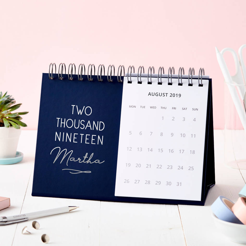 personalised classic 2019 desk calendar by martha brook