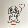 'Lop Rabbit And Heart' Hand Embroidered Card, thumbnail 3 of 5