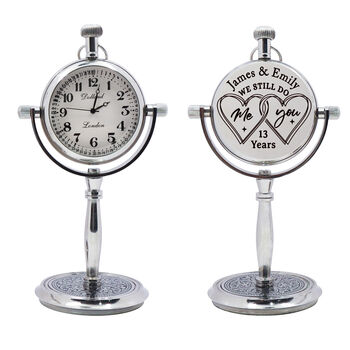 Personalised 13th Anniversary Silver Colour Desk Clock, 3 of 12