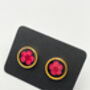 Ear Studs With Red Flowers In Black Lacquer, thumbnail 5 of 8