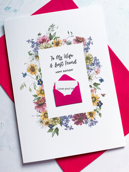 Personalised Floral Wife/Husband Birthday Card, 2 of 9