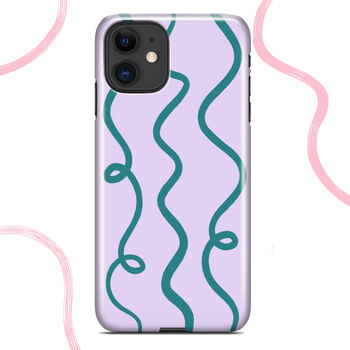 Squiggle Mint Green And Lilac Pattern Phone Case, 6 of 9